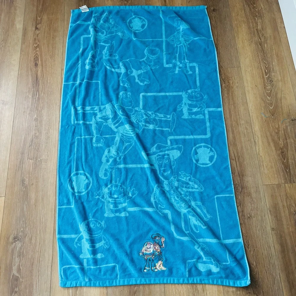 Disney Toy Story Embroidered Beach Towel Woody Buzz Pixar Blue Aliens Bath